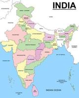 Índia mapa com em torno da fronteira