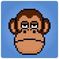 pixel 8 mordeu macaco cabeça. animal retrato para jogos ativos dentro vetor ilustração.