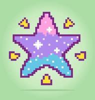 Pixel de 8 bits de estrela adorável, para recursos de jogos e padrões de ponto cruz em ilustrações vetoriais. vetor