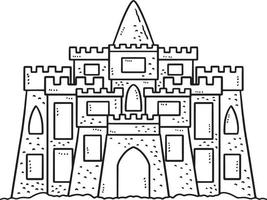 areia castelo isolado coloração página vetor