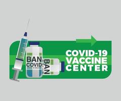 vetor de adesivo do centro de vacinas covid 19