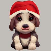 vetor de ilustração de cachorrinho bonito dos desenhos animados usando fantasia de natal isolada perfeita para cartão de criança