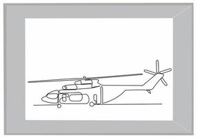 arte de linha contínua de helicóptero vetor