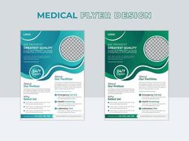 design de modelo de layout de panfleto de capa de folheto de folheto médico e de saúde moderno com tamanho a4. vetor