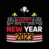 feliz ano novo design de camiseta 2023 vetor