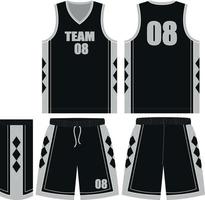 basquetebol uniforme modelo Projeto. basquetebol completo uniforme frente e costas Visão . basquetebol uniforme vetor