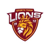 logotipo de jogo de cabeça de leão para ilustração vetorial de mascote de esporte e esporte vetor