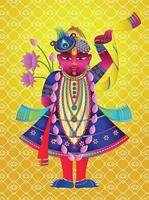 shrinathji ou senhor krishna como pintura folclórica pichwai vetor