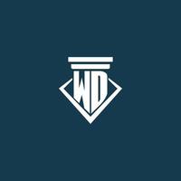 wd inicial monograma logotipo para lei empresa, advogado ou advogado com pilar ícone Projeto vetor