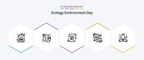 ecologia 25 linha ícone pacote Incluindo folha. energia. plugue. eco. eco vetor
