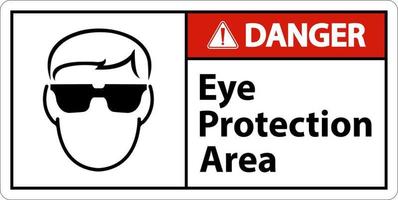 Perigo olho proteção área símbolo placa em branco fundo vetor