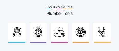 encanador linha 5 ícone pacote Incluindo encanamento. tubos. fogo. mecânico. encanador. criativo ícones Projeto vetor