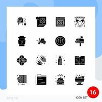 16 sólido glifo conceito para sites Móvel e apps evento luz programação luzes rede editável vetor Projeto elementos