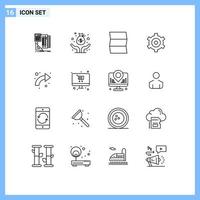 16 esboço conceito para sites Móvel e apps certo Setas; flechas localização seta configuração editável vetor Projeto elementos