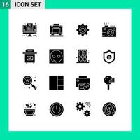 sólido glifo pacote do 16 universal símbolos do enviar fotografia básico foto Câmera editável vetor Projeto elementos