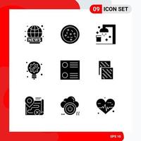 conjunto do 9 moderno ui ícones símbolos sinais para pano Lista limpar \ limpo luz lâmpada idéia editável vetor Projeto elementos