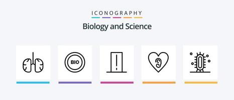 biologia linha 5 ícone pacote Incluindo remédio. eletrocardiograma. átomo. biologia. laboratório. criativo ícones Projeto vetor