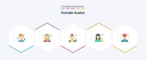 fêmea avatar 25 plano ícone pacote Incluindo mulher. remédio. avatar. fêmea. chá vetor