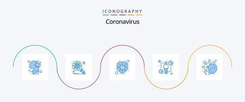 coronavírus azul 5 ícone pacote Incluindo viral. humano. vírus. hospedar. vírus vetor