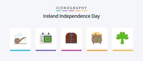 Irlanda independência dia plano 5 ícone pacote Incluindo verde. st. dinheiro. Panela. moeda. criativo ícones Projeto vetor