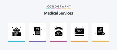 médico Serviços glifo 5 ícone pacote Incluindo remédio. hospital. médico. doutor. monitor. criativo ícones Projeto vetor