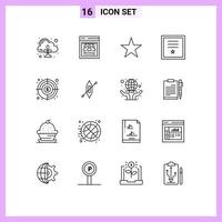 universal ícone símbolos grupo do 16 moderno esboços do objetivo carimbo marca páginas fita insígnia editável vetor Projeto elementos