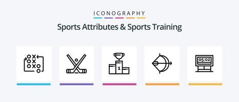 Esportes atributos e Esportes Treinamento linha 5 ícone pacote Incluindo fã. atributo. atirar. ar. copo. criativo ícones Projeto vetor