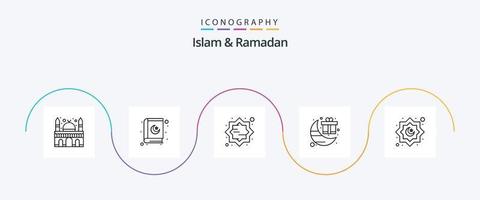 islamismo e Ramadã linha 5 ícone pacote Incluindo decoração. Ramadã. decoração. lua. celebração vetor