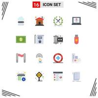 16 criativo ícones moderno sinais e símbolos do moeda lançamento batalha computador portátil espadas editável pacote do criativo vetor Projeto elementos