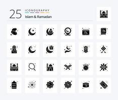 islamismo e Ramadã 25 sólido glifo ícone pacote Incluindo islamismo. mapa alfinete. prédio. muçulmano. islamismo vetor