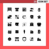 universal ícone símbolos grupo do 25 moderno sólido glifos do doce esportivo Internet sapato roupas editável vetor Projeto elementos