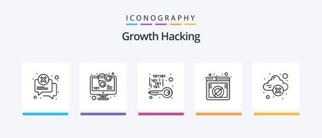 hacking linha 5 ícone pacote Incluindo hack. navegador. dólar. banimento. Spam. criativo ícones Projeto vetor