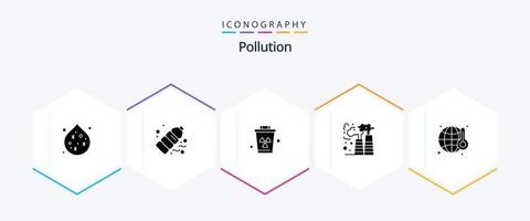 poluição 25 glifo ícone pacote Incluindo poluição. desperdício. ambiente. poluição. fábrica vetor