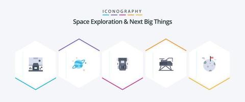 espaço exploração e Próximo grande coisas 25 plano ícone pacote Incluindo planeta. laboratório. caixa. Engenharia. crioterapia vetor