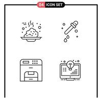 4 criativo ícones moderno sinais e símbolos do café da manhã dispositivo mingau pipeta impressora editável vetor Projeto elementos