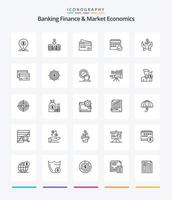 criativo bancário finança e mercado economia 25 esboço ícone pacote tal Como dinheiro. crédito. dinheiro. cartões. bancário vetor