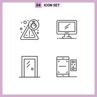 conjunto do 4 moderno ui ícones símbolos sinais para erro vidro porta computador imac interior editável vetor Projeto elementos