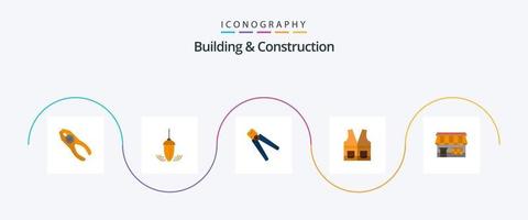 construção e construção plano 5 ícone pacote Incluindo jaqueta. trabalhar. prumo. ferramenta. construção vetor