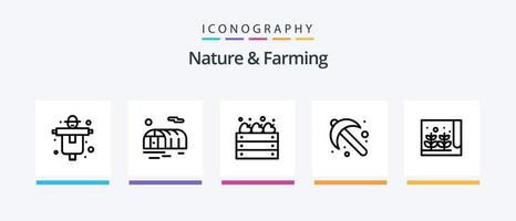 natureza e agricultura linha 5 ícone pacote Incluindo agricultura. agricultura. agricultura. girassol. flor. criativo ícones Projeto vetor