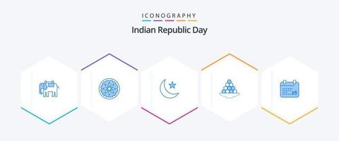 indiano república dia 25 azul ícone pacote Incluindo tratar. laddu. noite. indiano. delicadeza vetor
