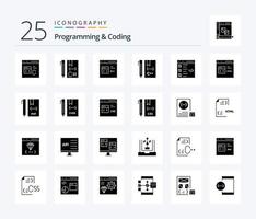 programação e codificação 25 sólido glifo ícone pacote Incluindo desenvolvimento. codificação. desenvolvimento. html. desenvolve vetor