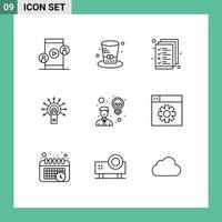 conjunto do 9 moderno ui ícones símbolos sinais para criatividade feito o negócio Está bem toque editável vetor Projeto elementos
