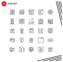 universal ícone símbolos grupo do 25 moderno linhas do pneu relatório o negócio papel dados editável vetor Projeto elementos