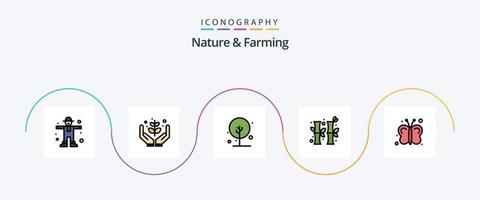 natureza e agricultura linha preenchidas plano 5 ícone pacote Incluindo borboleta. chinês. natureza. China. natureza vetor