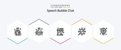 bate-papo 25 linha ícone pacote Incluindo procurar. molécula. química. átomo. experimentar vetor
