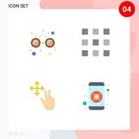 universal ícone símbolos grupo do 4 moderno plano ícones do chique óculos gesto botões trava bancário editável vetor Projeto elementos