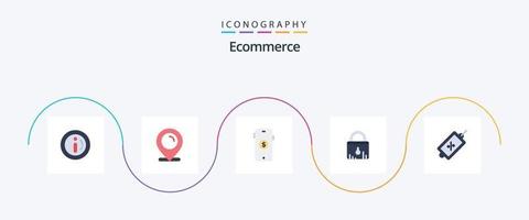 comércio eletrônico plano 5 ícone pacote Incluindo mercado. compras. comércio eletrônico. comércio eletrônico. trava vetor