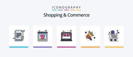 compras e comércio linha preenchidas 5 ícone pacote Incluindo dinheiro. data. chamar. calendário. fazer compras. criativo ícones Projeto vetor