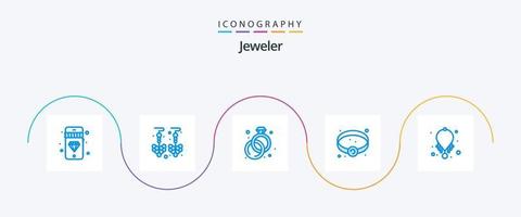 jóias azul 5 ícone pacote Incluindo . colar. anel. joia. acessórios vetor