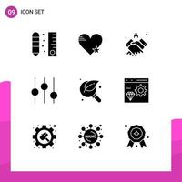 9 criativo ícones moderno sinais e símbolos do afinação controles gostar real aperto de mão editável vetor Projeto elementos
